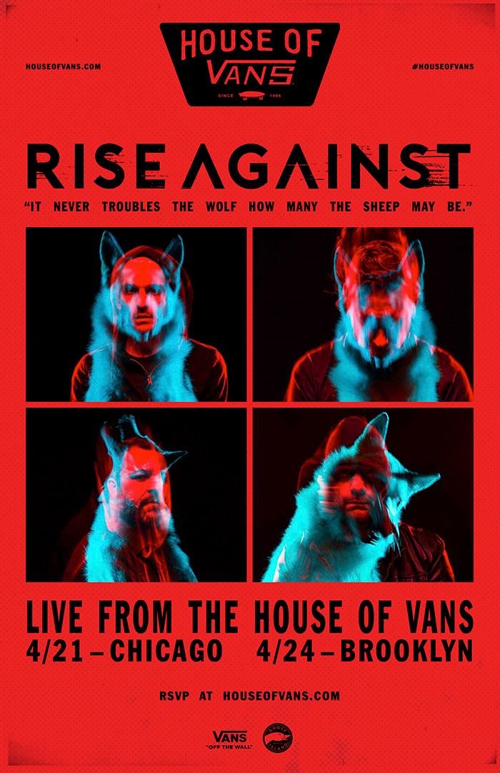Vans announces performances by Rise Against live from House of Vans